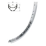Rim KLS DRAFT CNC, 36H, 1 Eylet, AV, 28"/29" silver