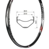 Rim MTB MZA23C, 27.5" Tubeless Ready, Front/Rear 32 holes (Diablo275) (470g)
