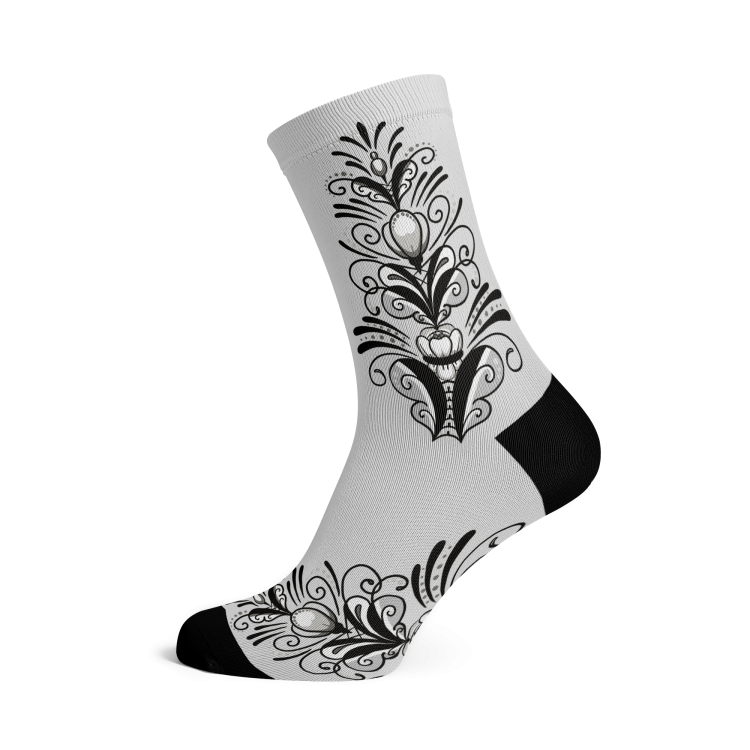 Black and White Kurbits Grey Socks