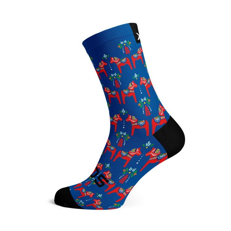 Dala Horses Blue Socks