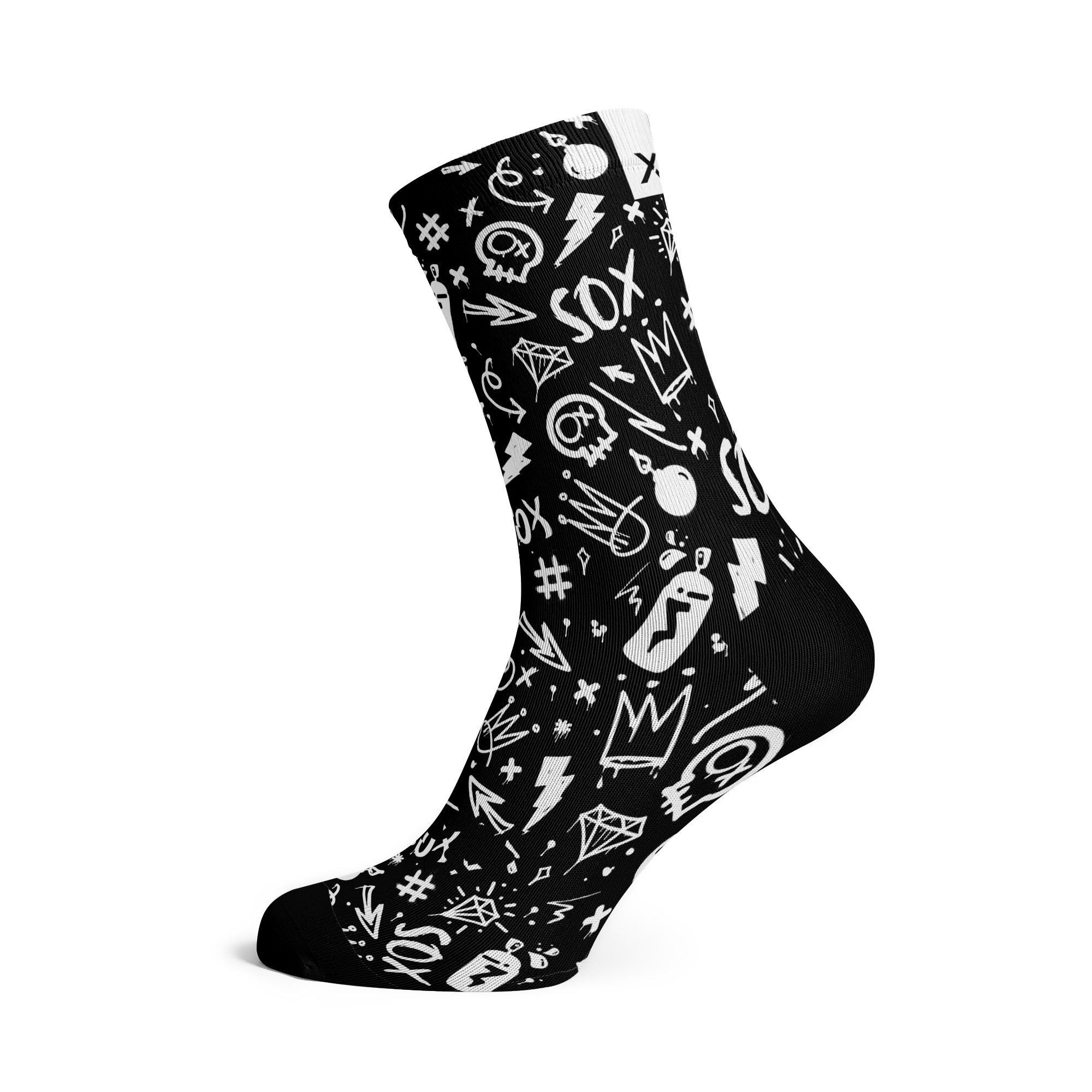 Doodle Black Socks